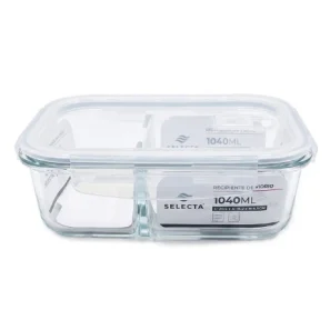 RECIPIENTE RECTANGULAR DE VIDRIO CON DIVISION